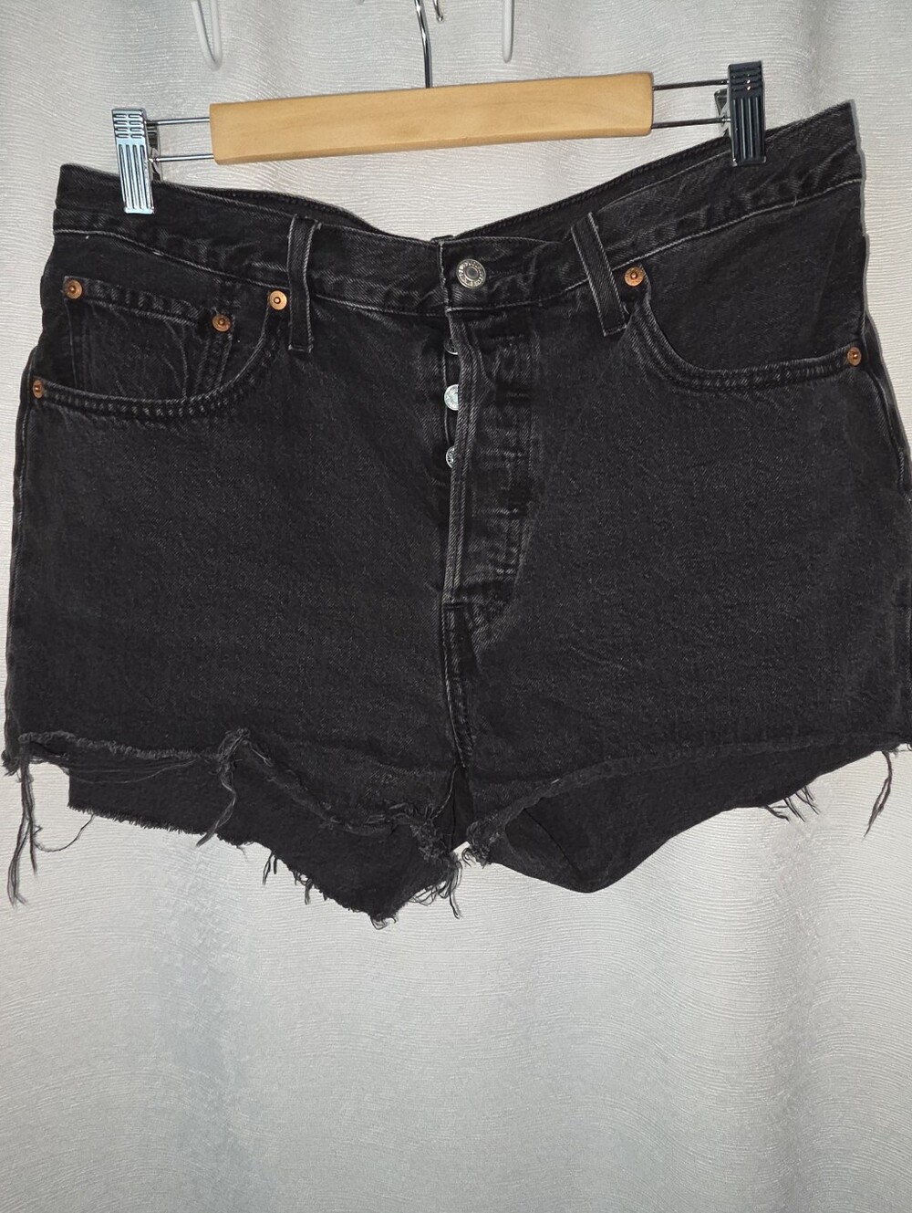 Levi's- Black Distressed High-Waist Women’s Denim Shorts